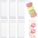 Haploon 100 PCS Clear Favor Boxes for Treats, 2 x 2 x 6 inch Plastic Rectangle Gift Boxes, Transparent Macaron Box for Wedding Christmas Party Birthday