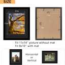 11x14 Double Floating Mat Wood Picture Frame, Display 8x10 with Double Black Mat, 8 x 10 Matted Frame with Shatter Resistant Plexiglass, 4 Pack, Black