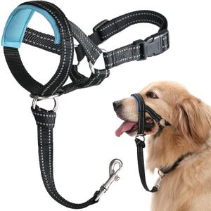 BARKLESS Dog Head Collar, No Pull Head Halter with Soft Padding, Reflective Soft Padded Snout Harness for Small and Medium Dogs (S (Snout Cir: 7"-10"), Blue)