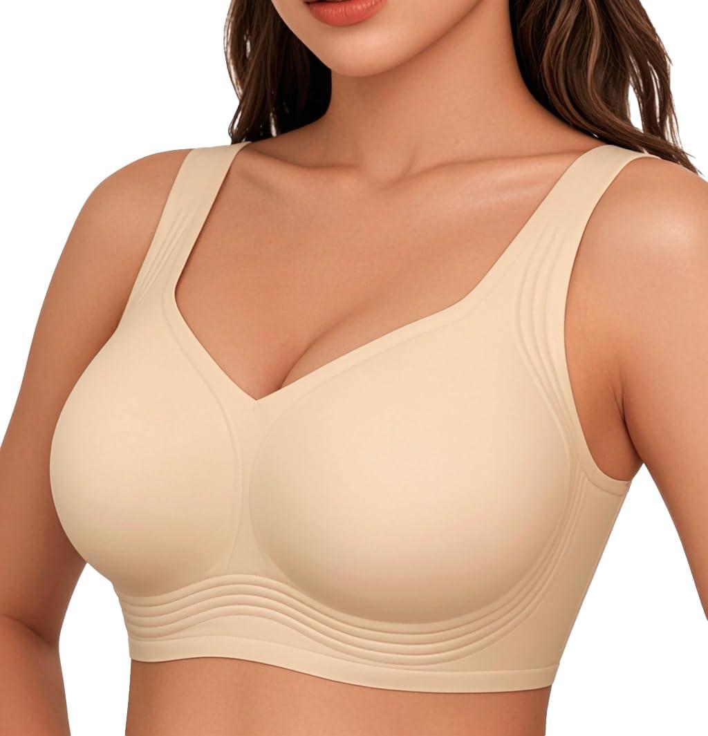 2026 Jelly Seamless Wireless Plus Size Bras No Underwire Supportive Full Coverage Comfortable Everyday Bra for Older Women (Black)