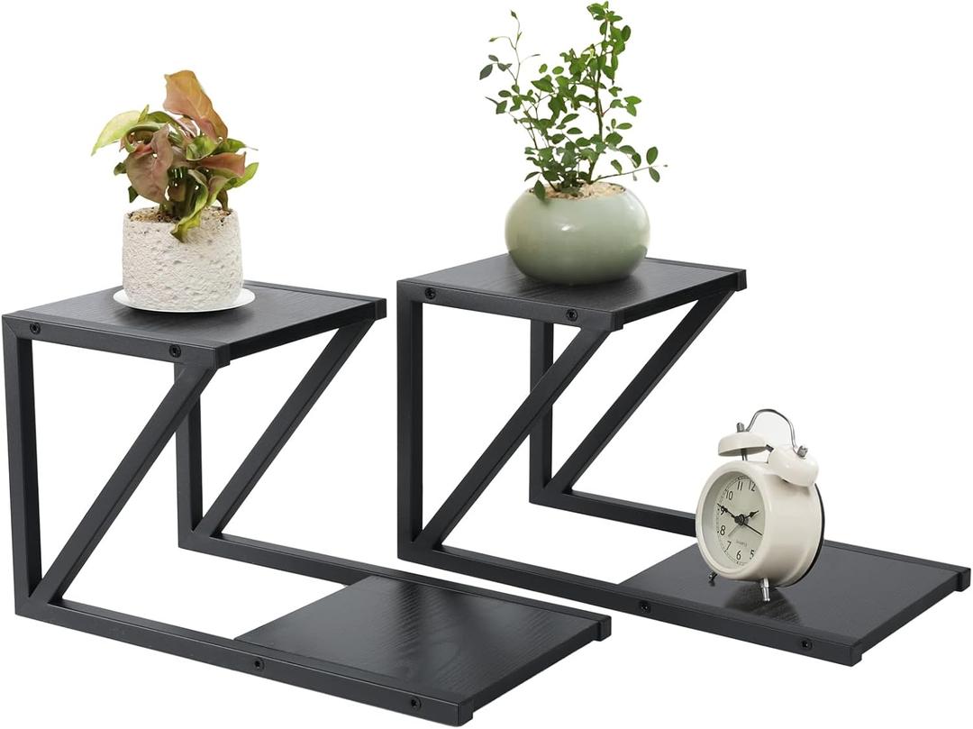 Honla Desktop Shelf,2 Tier Wood and Metal Desk Shelf for Top of Desk,2 Pack Small Desktop Shelves,Black