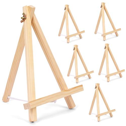6 Pack 7 Inch Wood Easels for Painting Canvases Tabletop Painting Easels Art and Crafts Display Tripod for Artists Portable Canvas Photo Picture Sign Holder for Student