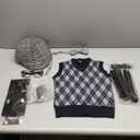 Kids 100 Days of School Costume for Boys - Halloween Old Man Costume Hat Glasses and Grandpa Vest Set for Child (Toddler(3-4yrs), Plaid-lightgrey-pocket Watch)