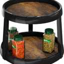Simple Houseware 2-Tier Lazy Susan Spice Organizer, 10-Inch Diameter, Rustic Brown