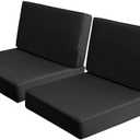 AAAAAcessories Outdoor Deep Seat Cushions, Foam Pillow, Waterproof, Fade-Resistant Patio Furniture Replacement Cushions, 24" x 24" x 5", Set of 2, Black