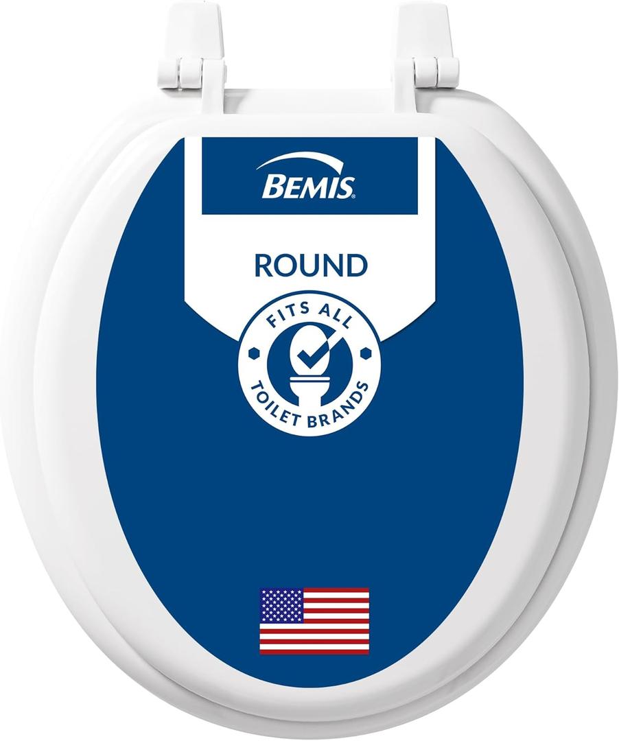 Bemis 400TTA Economy Durable Wood Toilet Seat, Made in USA, Round, White
