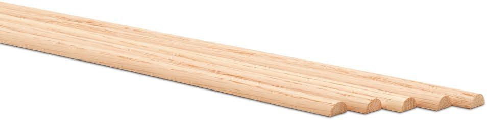 Split Oak Dowel Rods 1/2-inch x 36-inch, Pack of 50 Unfinished Fluted Molding Trim for DIY & Dowel Feature Wall, by Woodpeckers
