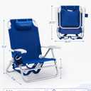 Old Bahama Bay 2 Pack 7-Position Lay-Flat Beach Chair, Lightweight Aluminum Frame Reclining Backpack Chair with Padded Headrest, Cup Holder & Storage Bag, Heavy Duty Support for Tanning & Camping Blue