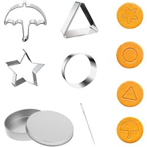 6Pcs Stainless Steel Game Cookie Cutter Set - Umbrella, Triangle, Star & Round Shapes for DIY Cookies, Sugar Candy & Cake Molds - Fun Holiday Party Favor