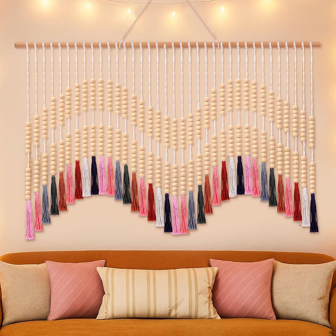 Tiamon Boho Wall Decor - 59'' W x 42'' L Macrame Wall Hanging Large Tapestry Art for Bathroom Farmhouse Bedroom Living Room Nursery Classroom Bohemian Natural Modern Rustic Style Decoration