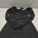 GCZREN Women Sexy Boat Neck Backless Mesh Mini Dress Solid Slim Fit Bell Long Sleeve Self Tie Back Sheer Short Dresses Small