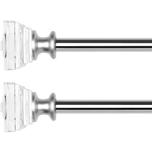 2 Pack Curtain Drapery Rod，Acrylic Square Finials Curtain Rod，3/4'' Diameter Single Deorative Curtain Rod, Adjustable Length from 86 to 120 Inches