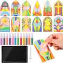 AmazingSpark 12 Set Easter Sunday Crafts Religious Sand Art Kits for Kid Christian Coloring Craft Sand Painting Catholic Church Window for Sunday VBS Supplies DIY Activities Gifts(Elegant Pattern)
