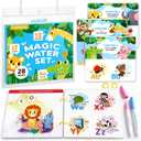 2 x JUPITEARTH Mess Free Coloring Book, Reusable Water Painting Book with 2 Refillable Water Pens 28 Pages, Travel Airplane Road Trip Activity for Toddlers, 6 x 7.2 x 0.9 inches