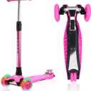 3 Wheel Scooter for Kids Ages 6-12,Kids Scooter with Light Up Wheels, Sturdy Deck Design, and 4 Height Adjustable Suitable for Kid Ages 3-12
