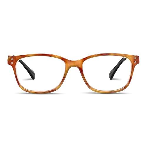 Peepers By PeeperSpecs Womens Nature Walk-Amber Tortoise/Black +2.50 Soft Square Reading Glasses | 2.5