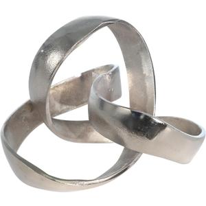 Metal Decorative Object  Minimalist Shelves & Coffee Table Decor  Aluminum Knot Sculpture Modern Home Decor for Office, Bedroom & Living Room  8" x 7", Silver