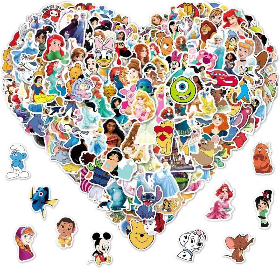 2 x 200pcs Kids Disney Princess Cute Cartoon Character Stickers - Movie Decorative Waterproof Stickers for Kids, Teens & Adults