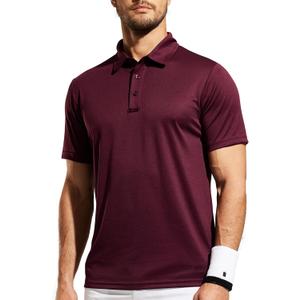 MIER Men's Quick Dry Polo Shirts Polyester Casual Collared Tennis Shirts, Moisture-Wicking, Short Sleeve (XX-Large, Wine Red)