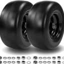 2 Pcs 136.50-6 Flat Free Lawn Mower Tires and Wheels, with 3/4" & 5/8" Bearing, 13x6.50-6 Zero Turn Mower Front Tires for Commercial Garden Lawn, 4"- 8.2" Centered Hub