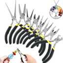 8pcs Mini Pliers Set, Needle, Round, Flat, Long, Bent Nose, Diagonal, End Cutting & Linesman Pliers for Making Crafting, Electronics, Jewelry Making, DIY Nippers Repair Tool Kit(COLOR:black)