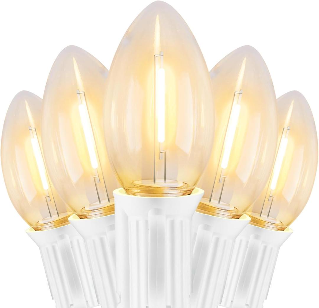 Vintage C9 LED Christmas Lights Outdoor, 50Ft C9 String with 50 Shatterproof Colorful Bulbs, Waterproof Connectable Christmas Tree Lights for Roofline Holiday Garden Party Xmas Decorations