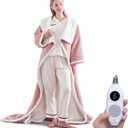 Westinghouse Electric Snuggle Throw Blankets with Foot Pocket, Wearable Heated Blanket with Sleeves, 6 Heating Levels & 2 to 10 Hours Heating Time Settings, 50 * 70"+18", Pink