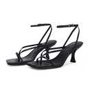 PiePieBuy Womens Kitten Heel Sandals Square Open Toe Ankle Buckle Strap Dress Shoes, 9.5