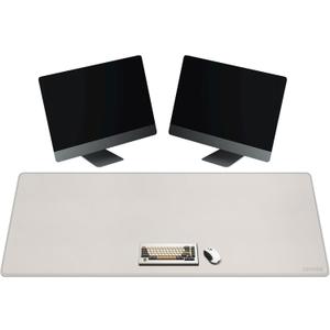 CENNBIE Leather Desk Mat Large, 63" x 19.6" Desk Pad Blotter Protector, Extended Non-Slip Mouse Pad, Waterproof PU Leather Large Mouse pad for Desk Office and Home (Cream)