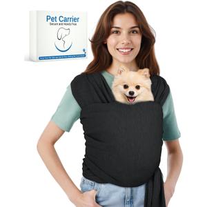 Dog Sling Swaddle Carrier for Small Dog, Cat Front Carriers for Small Pet up to 20lbs, Puppy Pouch with Adjustable Straps, Hands Free Pet Sling, Anti Anxiety Puppy Sling (Black)