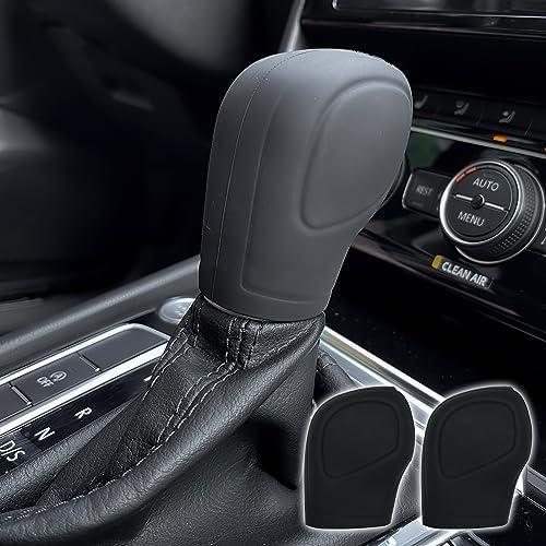BEYPOVK 8 PCS Car Gear Shift Knob Cover, Elastic Silicone Anti-Slip Automatic Knob Gear Stick Protector, Universal Car Accessories Handbrake Shifter Cover for Men Women, Black
