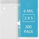 GPI - 6 Mil, Extra Heavy-Duty, 2" x 5" Clear Plastic Reclosable Zip Bags, Puncture-Resistant, Strong Resealable Poly Bags, With Lock Zipper Seal, For Screws, Nuts, Bolts & Constuction, 200 Count