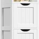 Yaheetech Bathroom Tall Cabinet, Slim Storage Cabinet, Narrow Freestanding Floor Cabinet with 3 Drawers & 2 Shelves, Linen Tower for Small Space, 12" D x 12" W x 56" H, White