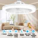 Socket Fan Light with Remote,10" Small Ceiling Fans with Lights, 2000 Lumens Dimmable Led Bulb, 3 Colors 3000K-6500K, Easy Install Screw in E26 Base for Bedroom Living Room Kitchen Garage
