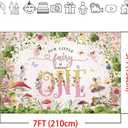 Mocsicka Fairy 1st Birthday Backdrop 7x5ft Princess Girl Happy First Mushroom Fairy Birthday Background Little Flowers Fairy Tale Wonderland Birthday Party Decoration Banner (Pink)