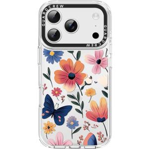 for iPhone 17 Pro Max Case, [Butterfly in Garden] Cool Aesthetic Pattern for Women, [11FT Military-Grade Drop Tested] Slim Crystal Clear Shockproof TPU Bumper Phone Cover, 6.9"
