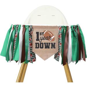 Football 1st Year Down Birthday High Chair Banner - Football First Birthday Decoration,High Chair First Decor Boy,1st Year Down Banner