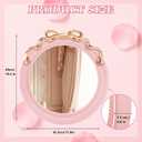 Bow Mirror - Pink Round Bow Mirror for Nursery, Vintage Circle Coquette Room Decor Furniture, Antique Coquette Wall Decor Accent for Girls Room Entryway Bedroom Bathroom
