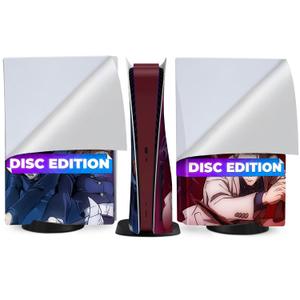 Console PS5 Cover Skin Anime Style - Red/Blue Design PS5 Skin Cover for Disc Version, PlayStation 5 Skins for Console and Controller, Easy to Install - Scratch- and Fade-Resistant PlayStation 5 Cover