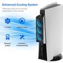 PS5 Cooling Fan, MEQI PS5 Accessories Upgraded Quiet Cooler Fan with LED Light & USB 3.0 Hubs, Efficient Cooling Station for PlayStation 5 Disc/Digital Edition
