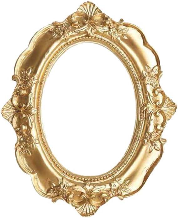 BESPORTBLE Vintage Picture Frame Resin Golden Ornate Textured Oval Desktop Photo Frame Photo Holder Jewelry Display Frame Home Decoration (10 x 12.5 x 2cm)