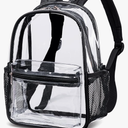 Clear Mini Backpack Stadium Events Approved 10x12x5 Small Transparent Bag Plastic See Through Backpacks for Work Festival Security Travel