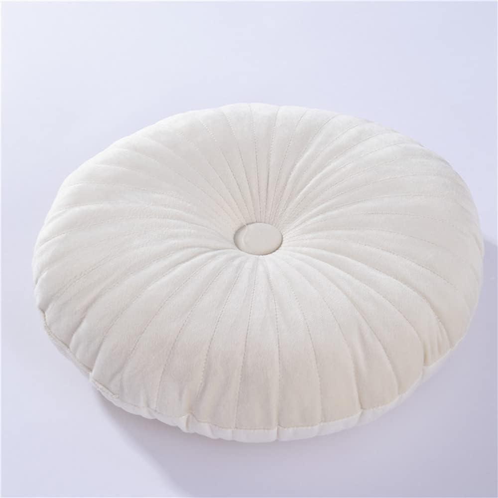 NatureMan Round Throw Pillow, Velvet Decoration Small Throw Pillow, Pumpkin Throw Pillow Cushion Suitable for Living Room Sofa Bed Floor 13.7 inches (Cream)