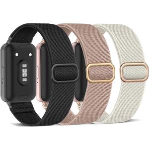 ViCRiOR 3 Pack Stretchy Nylon Solo Loop Watch Bands Compatible with Samsung Galaxy Fit 3, Elastic Braided Strap for Galaxy Fit 3 Band SM-R390 Women Men