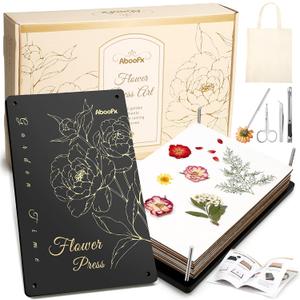 Aboofx Extra Large Flower Press, 13.4" x 8.7" 10 Layers Wooden Flower Pressing Kit for Crafts Pressed Flowers and Plant for DIY Art, Preservation for Bookmark Frame Wedding Drying