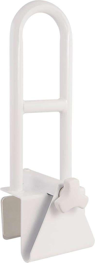Vaunn Medical Adjustable Bathtub Safety Rail Shower Grab Bar Handle, Stainless Steel, White
