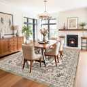 TOPRUUG Washable Oriental Area Rug - 8x8 Area Rugs for Living Room Bedroom Dining Room Under Kitchen Table - Non-Slip & Stain Resistance Rug for High Traffic Area (Beige, 8x8)