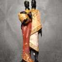 African Statue for Home Decor - 10" Tribal Lovers Couple Sculpture,Vintage Figure Figurines，Living Room/Study/Office/Bookshelf/Desktop for Housewarming/Anniversary