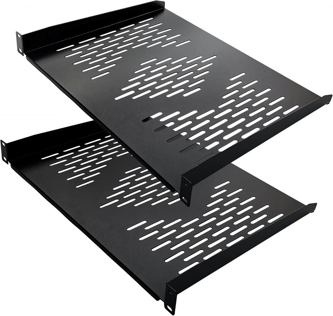 RIVECO 2 Pieces 1U Rack Shelves 19 Tray Cabinet Mount Vented Cantilevers for Network Equipment Shelf Mounting, 14 Inches 35CM Depth, Black 2 Pcs RIVECO 2 Pieces 1U Rack Shelves 19 Tray Cabinet Mount Vented Cantilevers for Network Equipment Shelf Mounting, 14 Inches 35CM Depth, Black 2 Pcs