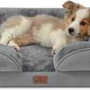 Bedsure Orthopedic Dog Bed Medium Size Dogs - Washable Small Medium Dog Cat Bed Waterproof, Comfort Cats Couch Sofa with Washable Removable Cover, Pets Bed with Nonskid Bottom, Grey, 28"